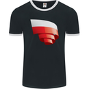 Curled Poland Flag Polish Day Football Mens Ringer T-Shirt FotL Black/White