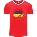 Torn Mauritius Flag Mauritians Day Football Mens Ringer T-Shirt FotL Red/White