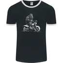 Yeti Biker Motorbike Motorcycle Bigfoot Mens Ringer T-Shirt FotL Black/White