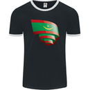 Curled Mauritania Flag Mauritanian Day Football Mens Ringer T-Shirt FotL Black/White