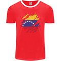 Torn Venezuela Flag Venezuelans Day Football Mens Ringer T-Shirt FotL Red/White