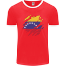 Torn Venezuela Flag Venezuelans Day Football Mens Ringer T-Shirt FotL Red/White