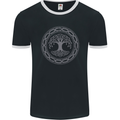 Viking Symbol Yggdrasil Grey Gym Mens Ringer T-Shirt FotL Black/White