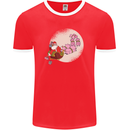 Santa Sleigh Pulled by Christmas Pigs Funny Xmas Mens Ringer T-Shirt FotL Red/White