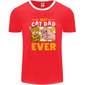 Best Cat Dad Ever Funny Fathers Day Mens Ringer T-Shirt FotL Red/White