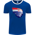Curled Croatia Flag Croatian Day Football Mens Ringer T-Shirt FotL Royal Blue/White