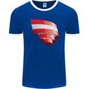 Curled Austria Flag Austrian Day Football Mens Ringer T-Shirt FotL Royal Blue/White