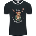 Oh Deer Its Christmas Funny Hunting Hunter Xmas Mens Ringer T-Shirt FotL Black/White