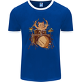 A Cat Drummer Drumming Mens Ringer T-Shirt FotL Royal Blue/White