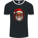 Xmas Santa Skull Christmas Bah Humbug Biker Mens Ringer T-Shirt FotL Black/White