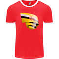 Curled Brunei Flag Bruneian Day Football Mens Ringer T-Shirt FotL Red/White