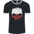 Polish Skull Poland Gym Flag Biker Mens Ringer T-Shirt FotL Black/White