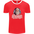 Santa Believe in the Magic Christmas Xmas Mens Ringer T-Shirt FotL Red/White