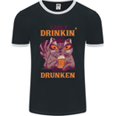 Early Drinkin' Quick Drunken Funny Beer Alcohol Mens Ringer T-Shirt FotL Black/White