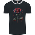 A Gothic Rose Dripping With Blood Goth Mens Ringer T-Shirt FotL Black/White