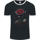 A Gothic Rose Dripping With Blood Goth Mens Ringer T-Shirt FotL Black/White