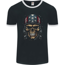 American Bandana Skull USA Biker Mens Ringer T-Shirt FotL Black/White