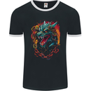 Dragon in Chains Fantasy Mens Ringer T-Shirt FotL Black/White