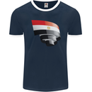 Curled Egypt Flag Egyptian Day Football Mens Ringer T-Shirt FotL Navy Blue/White