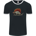 Dimetrodon Dinosaur Mens Ringer T-Shirt FotL Black/White