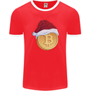 Christmas Bitcoin Wearing a Christmas Hat Crypto Mens Ringer T-Shirt FotL Red/White