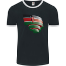 Curled Kenya Flag Kenyan Day Football Mens Ringer T-Shirt FotL Black/White