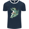 Karate T-Rex Dinosaur Mens Ringer T-Shirt FotL Navy Blue/White