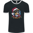 Christmas Doberman Dog Xmas Mens Ringer T-Shirt FotL Black/White