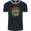 80th Birthday  Vintage Made In 1943 Mens Ringer T-Shirt FotL Black/White