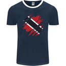 Torn Trinidad and Tobago Day Football Mens Ringer T-Shirt FotL Navy Blue/White