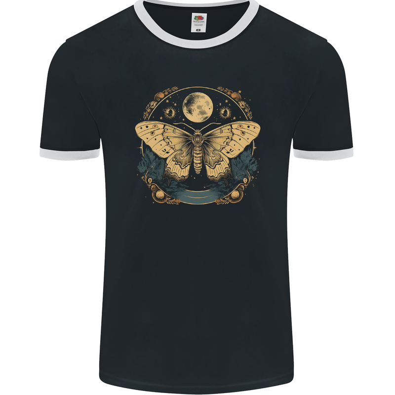 An Astral Butterfly Mens Ringer T-Shirt FotL Black/White