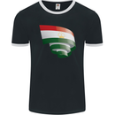 Curled Tajikistan Flag Tajik Day Football Mens Ringer T-Shirt FotL Black/White