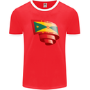 Curled Grenada Flag Grenadians Day Football Mens Ringer T-Shirt FotL Red/White