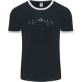 Mountain ECG Trekking Hiking Climbing Pulse Mens Ringer T-Shirt FotL Black/White