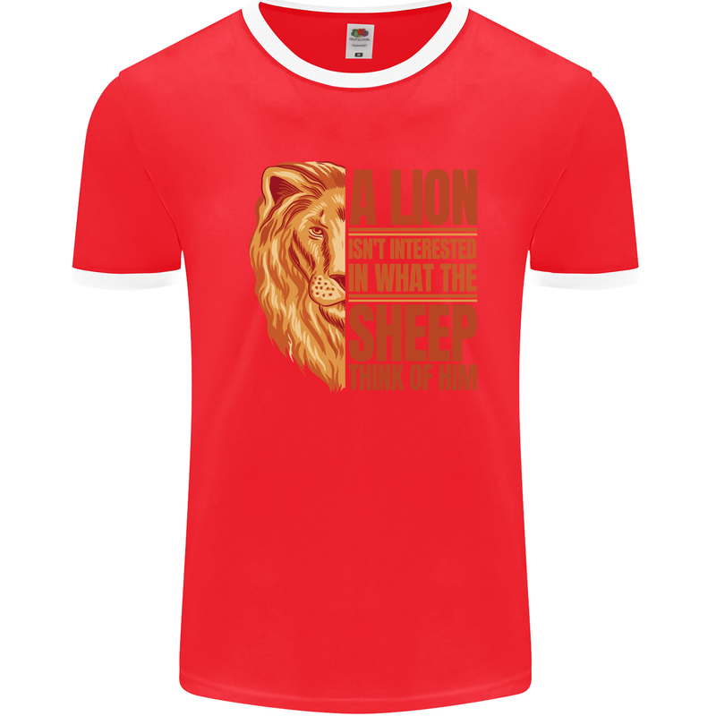 Christianity Lion Quote Religion Christian Mens Ringer T-Shirt Red/White