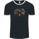 6 Dinosaur Collage T-Rex Raptor Dragons Mens Ringer T-Shirt FotL Black/White