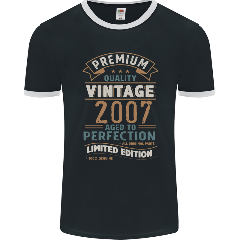 Premium Vintage 16th Birthday 2007 Mens Ringer T-Shirt FotL Black/White