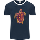 A Watercolour Turtle Mens Ringer T-Shirt FotL Navy Blue/White