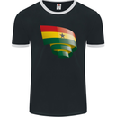 Curled Ghana Flag Ghanaian Day Football Mens Ringer T-Shirt FotL Black/White