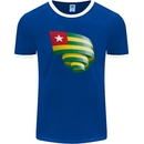 Curled Togo Flag Togolese Day Football Mens Ringer T-Shirt FotL Royal Blue/White