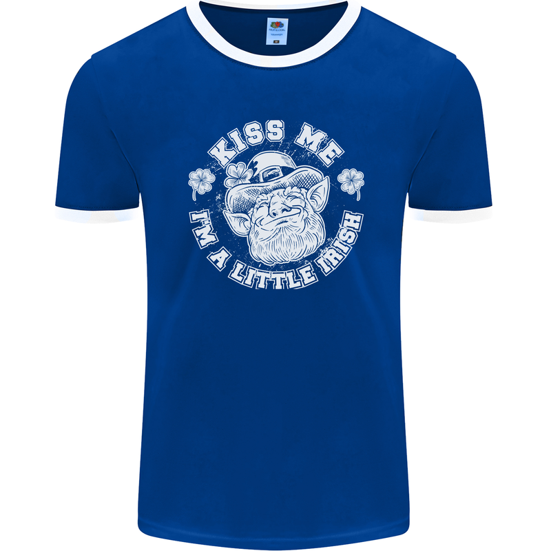 St Patricks Day Kiss Me Im a Little Bit Irish Mens Ringer T-Shirt FotL Royal Blue/White