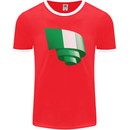Curled Nigeria Flag Nigerian Day Football Mens Ringer T-Shirt FotL Red/White