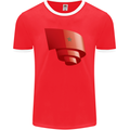 Curled Morocco Flag Moroccan Day Football Mens Ringer T-Shirt FotL Red/White