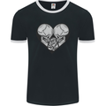 Two Skulls a Heart and Rose Gothic Goth Love Mens Ringer T-Shirt FotL Black/White