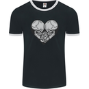 Two Skulls a Heart and Rose Gothic Goth Love Mens Ringer T-Shirt FotL Black/White