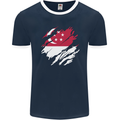 Torn Singapore Flag Singaporean Day Football Mens Ringer T-Shirt FotL Navy Blue/White