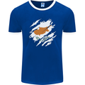 Torn Cyprus Flag Cypriot Day Football Mens Ringer T-Shirt FotL Royal Blue/White