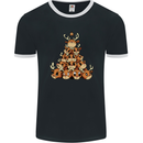 Reindeer Christmas Tree Rudolf Xmas Funny Mens Ringer T-Shirt FotL Black/White