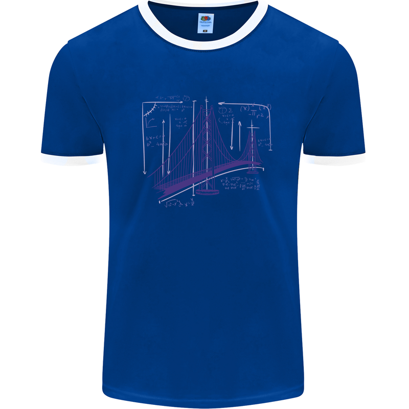 Bridge Equation Physics Maths Geek Mens Ringer T-Shirt Royal Blue/White