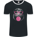 Guinea Pig With Bubble Gum and Glasses Mens Ringer T-Shirt FotL Black/White